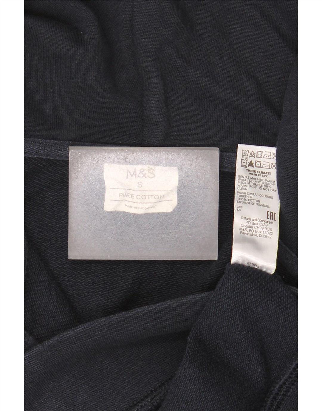Maglione con cappuccio e zip da uomo Marks & Spencer piccolo in cotone blu navy