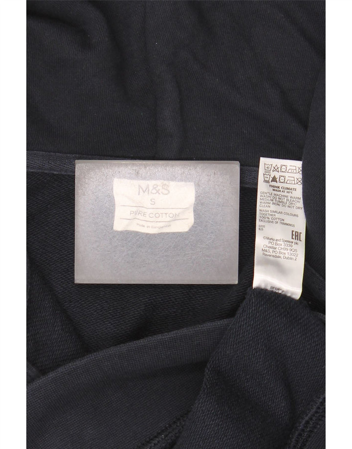 Maglione con cappuccio e zip da uomo Marks & Spencer piccolo in cotone blu navy