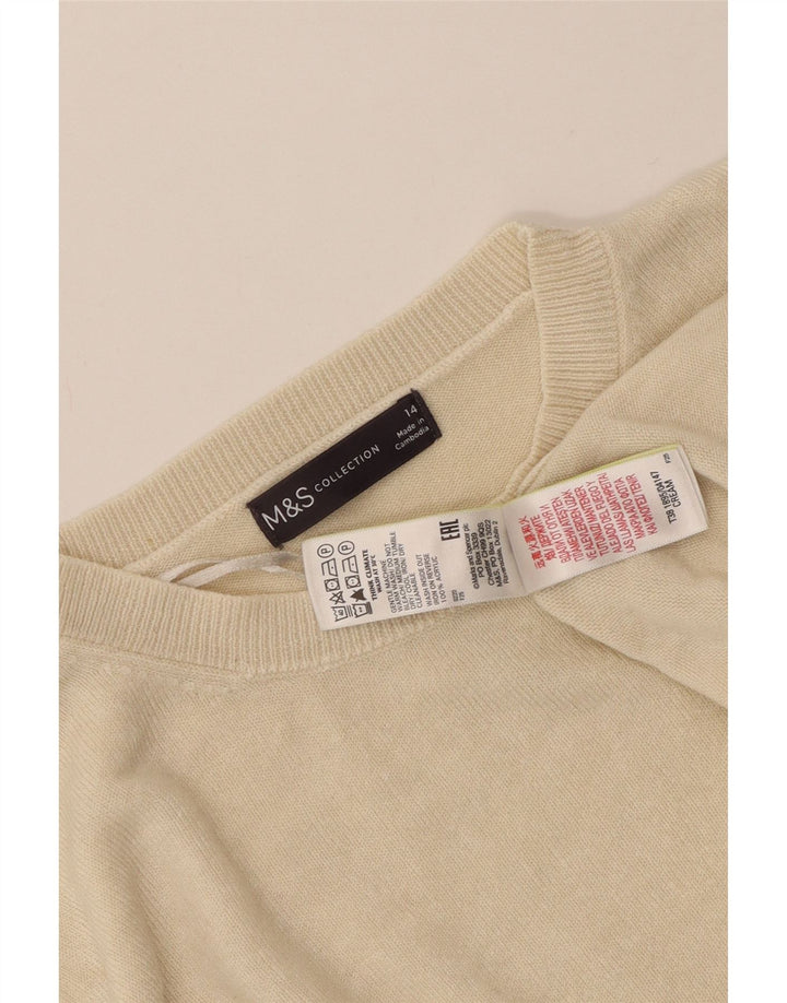 MARKS & SPENCER Maglione girocollo da donna UK 14 Acrilico beige medio