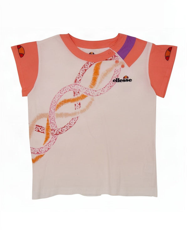 T-shirt grafica da donna Ellesse Top IT 44 Cotone color block bianco medio
