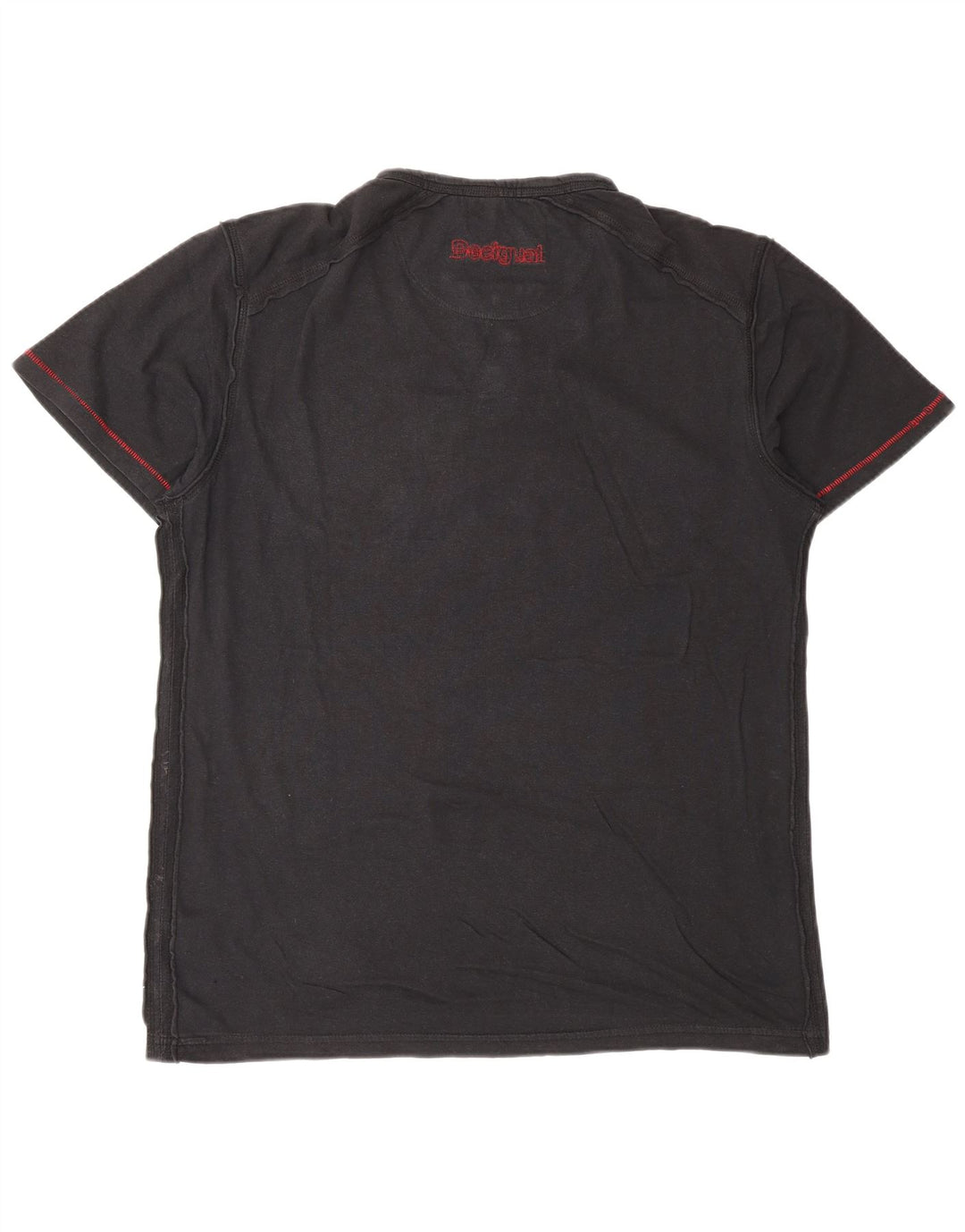 DESIGUAL T-shirt grafica da uomo Top in cotone nero medio