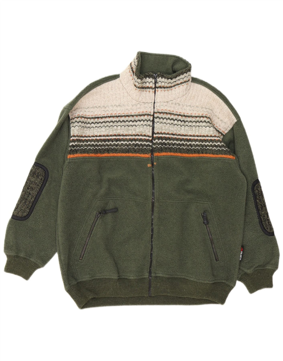 Giacca in pile da uomo Silvy UK 40 Large Verde Colourblock Poliestere