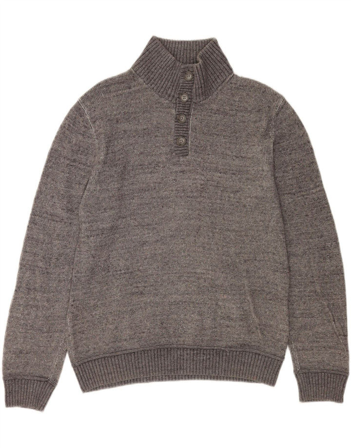 Gap Felpa da uomo con collo abbottonato Maglione in cotone chiazzato grigio medio