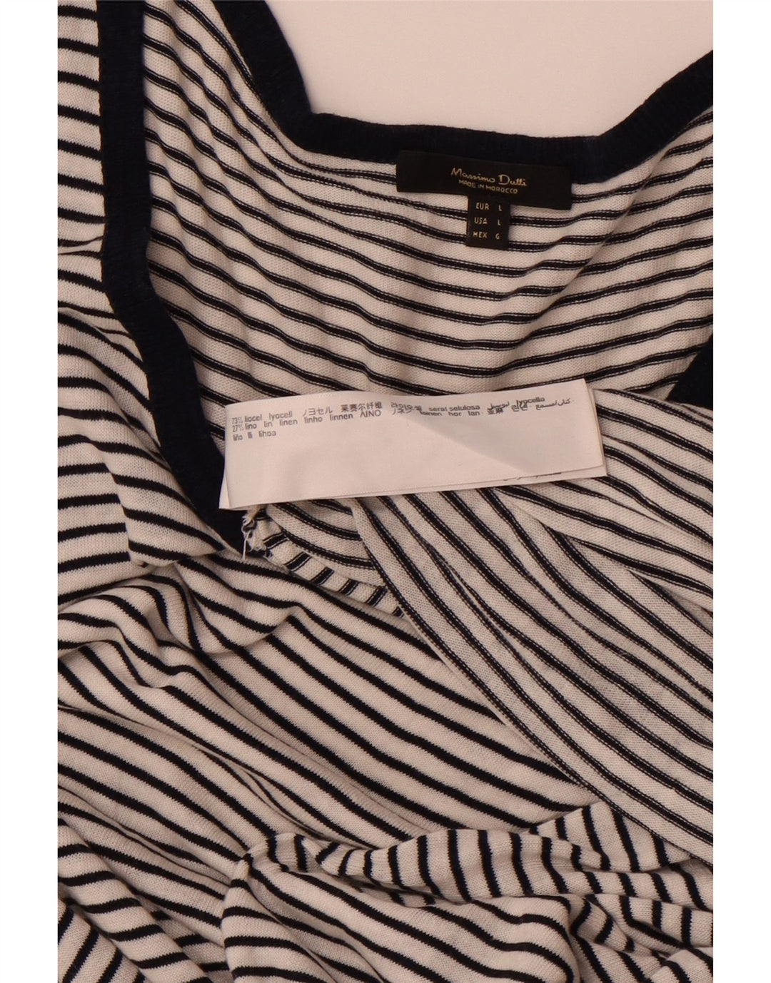 MASSIMO DUTTI Abito lungo senza maniche da donna UK 14 Grandi righe bianche