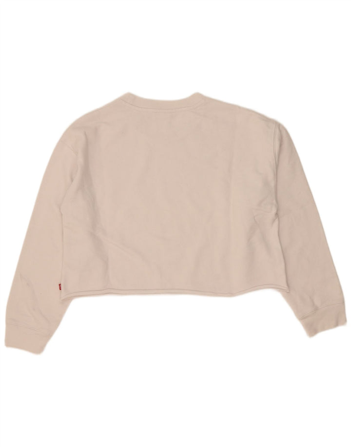 Levi's Donna Felpa con grafica corta oversize da donna UK 10 Small Bianca
