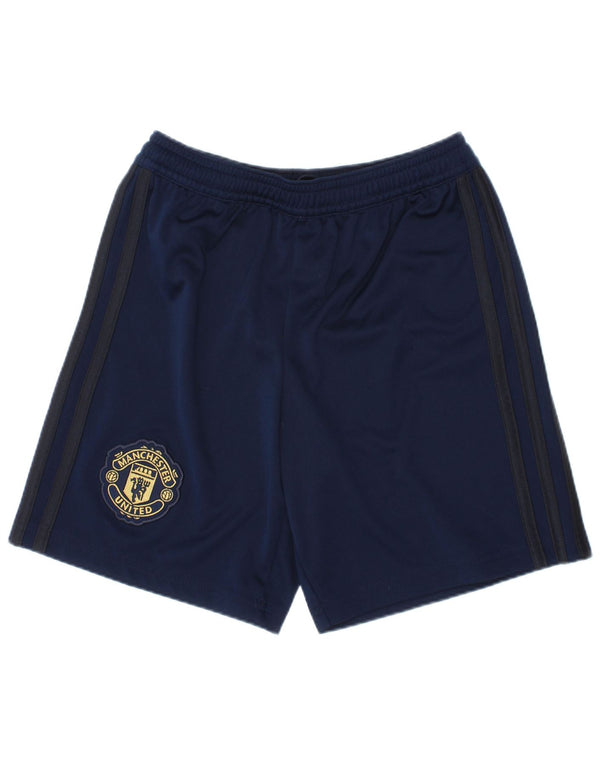 Pantaloncini sportivi Adidas da ragazzo del Manchester United 9-10 anni in poliestere blu navy