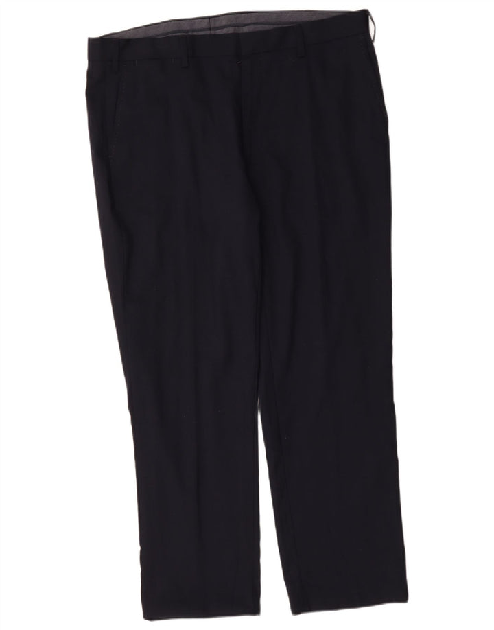 Pantaloni da abito vestibilità regolare Marks & Spencer da uomo W38 L29 in lana blu navy