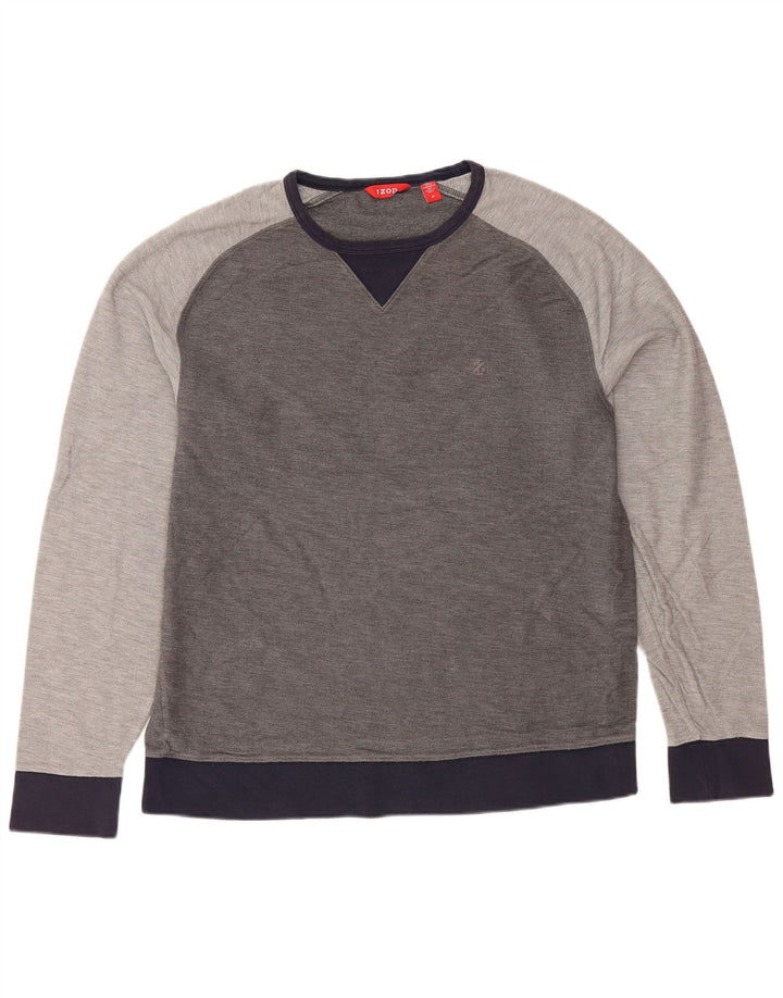 Felpa da uomo IZOD in cotone color block grigio medio