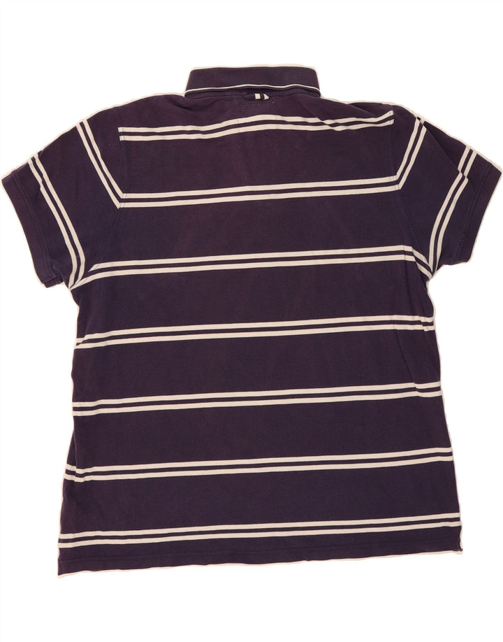JASPER CONRAN Mens Polo Shirt 2XL Navy Blue Striped Cotton Vintage Jasper Conran and Second-Hand Jasper Conran from Messina Hembry 