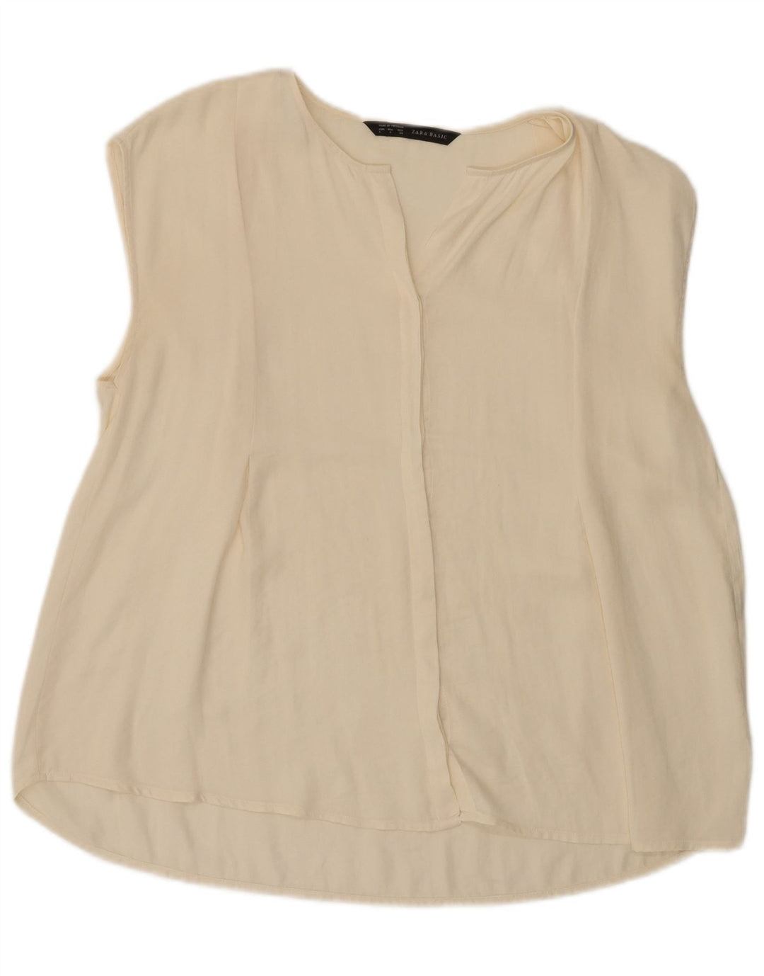Camicetta senza maniche da donna Zara UK 16 grande poliestere bianco sporco