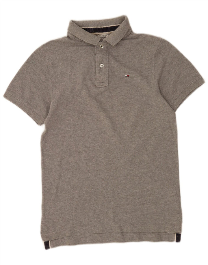 Polo da uomo Tommy Hilfiger piccola in cotone grigio