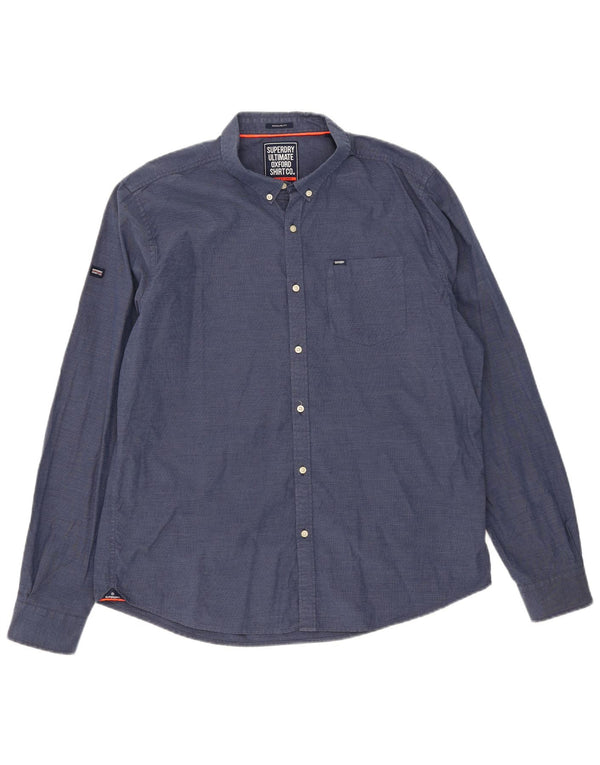Camicia da uomo Regular Fit Superdry XL in cotone blu