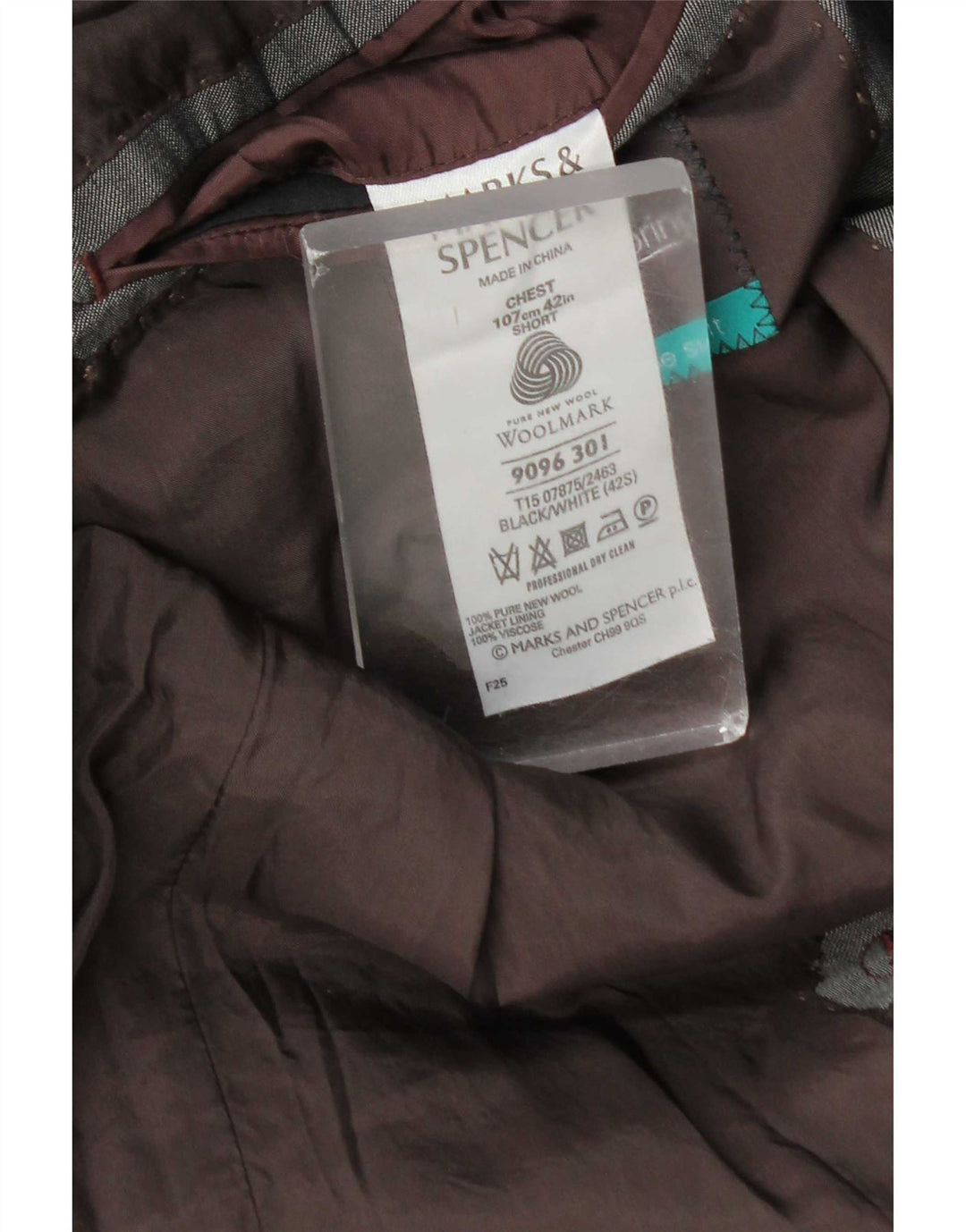 Giacca blazer a 3 bottoni Marks & Spencer da uomo UK 42 grande lana grigia