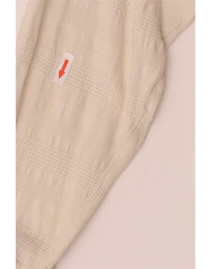 Camicia da uomo vintage grande lino geometrico bianco sporco