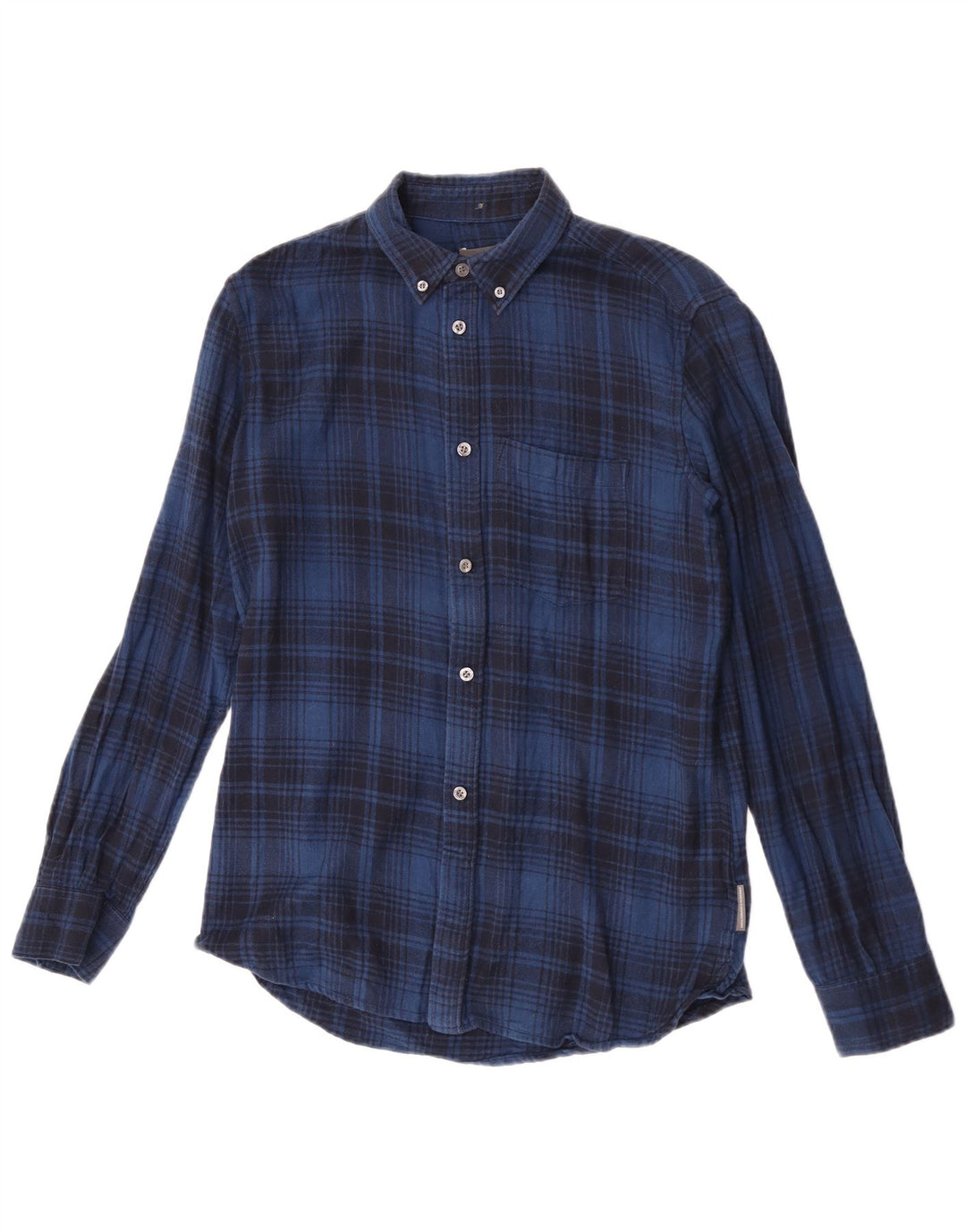 Camicia da uomo in flanella French Connection piccola in cotone scozzese blu