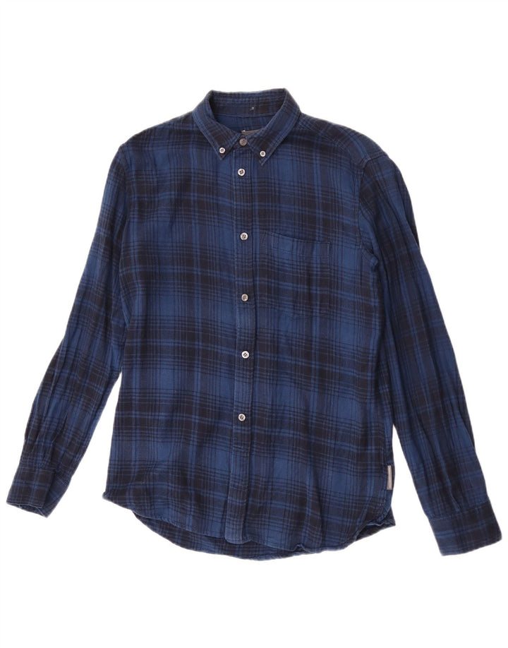 Camicia da uomo in flanella French Connection piccola in cotone scozzese blu