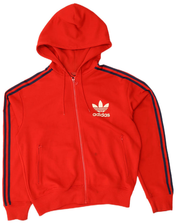 Maglione con cappuccio e zip da uomo Adidas grande poliestere rosso
