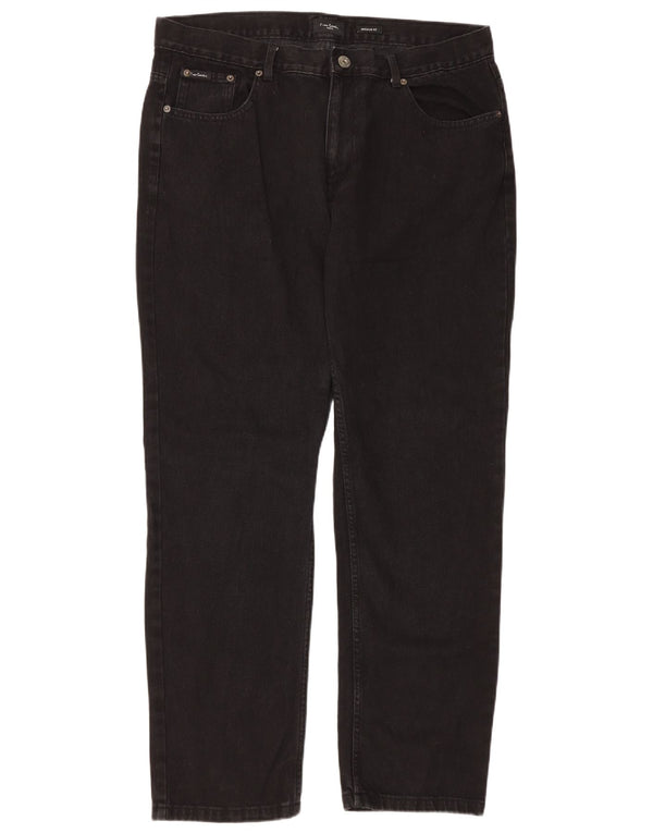 Jeans dritti vestibilità regolare da uomo Pierre Cardin W38 L31 cotone nero