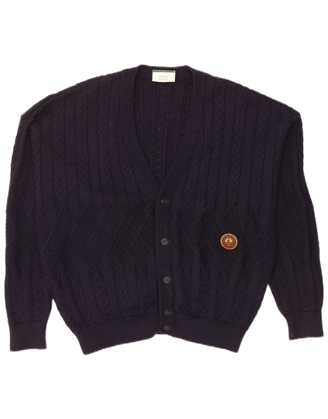 Maglione cardigan da uomo Navigare grande in lana blu navy