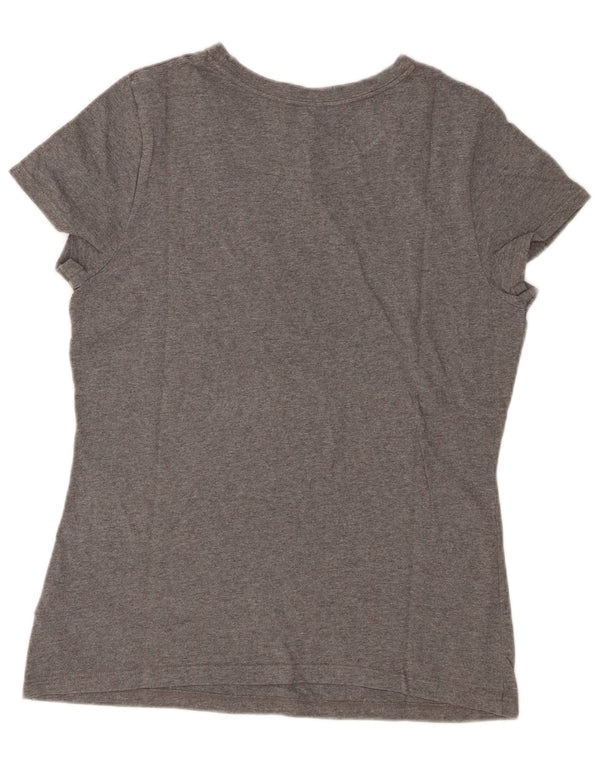 T-shirt grafica da donna Tommy Hilfiger Top UK 14 grande cotone chiazzato grigio