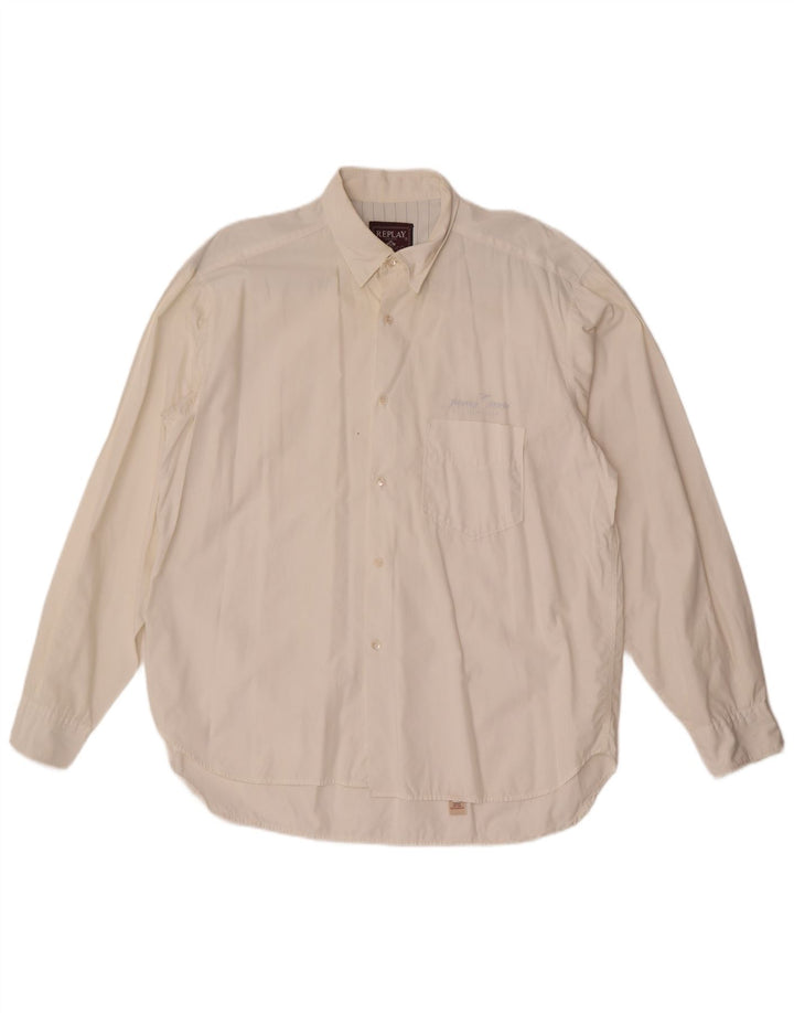 Camicia da uomo Replay grande bianca