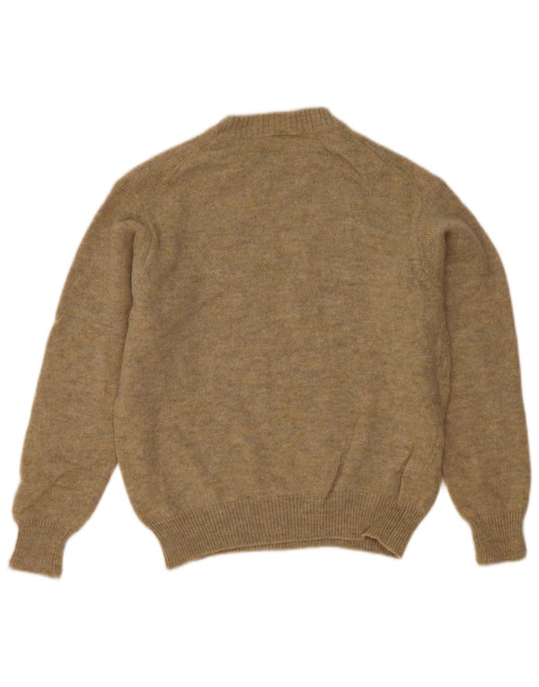 Maglione maglione girocollo da donna Benetton UK 14 lana kaki media