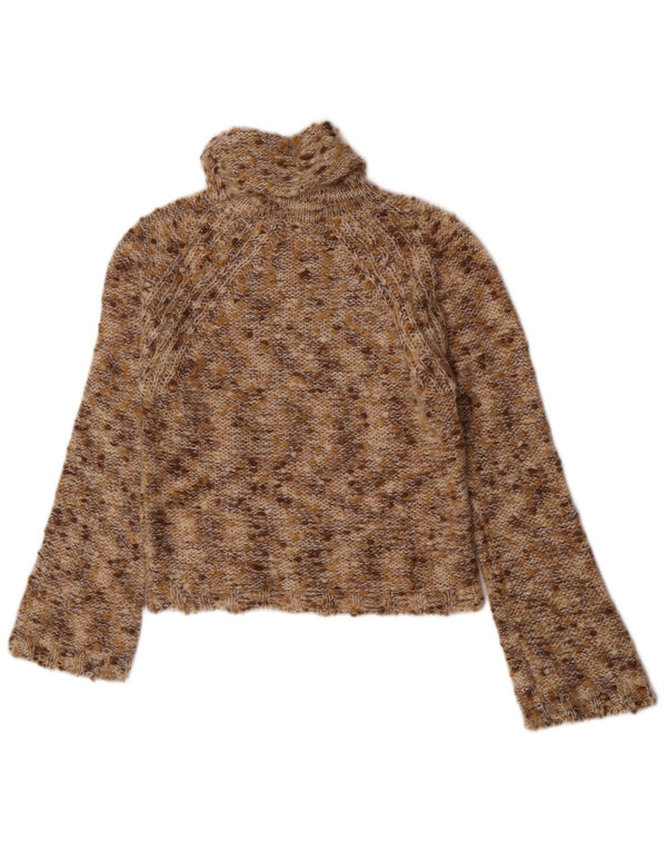 Miss Sixty Maglione corto da donna con collo alto UK 14 Grande marrone screziato