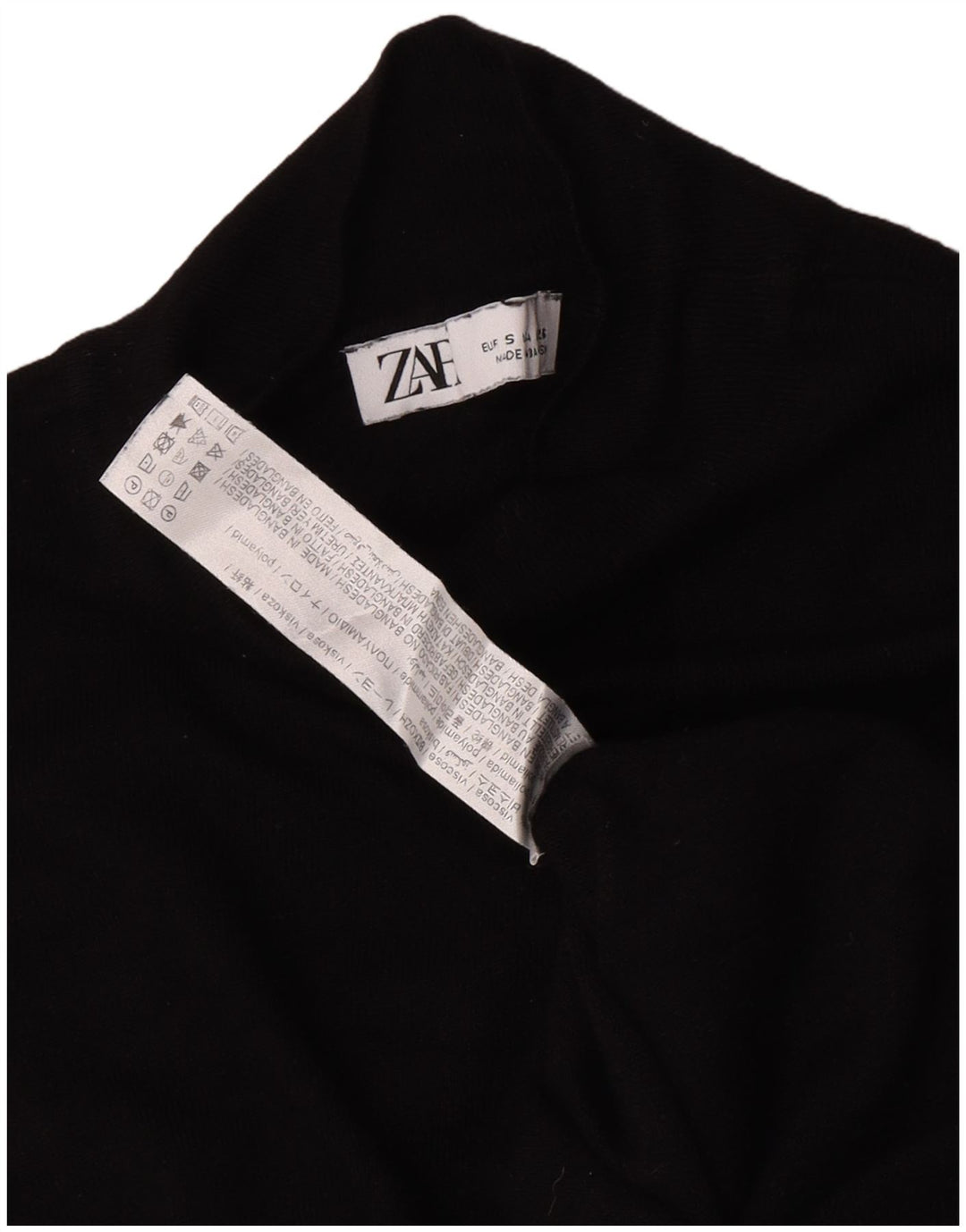 Maglione a collo alto da donna Zara UK 10 piccolo in viscosa nera