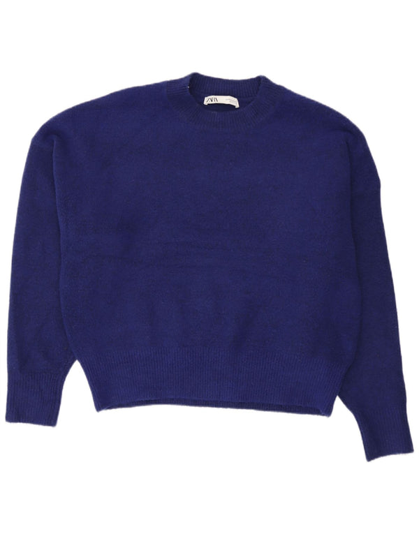 Maglione girocollo oversize da donna Zara UK 14 Acrilico blu medio