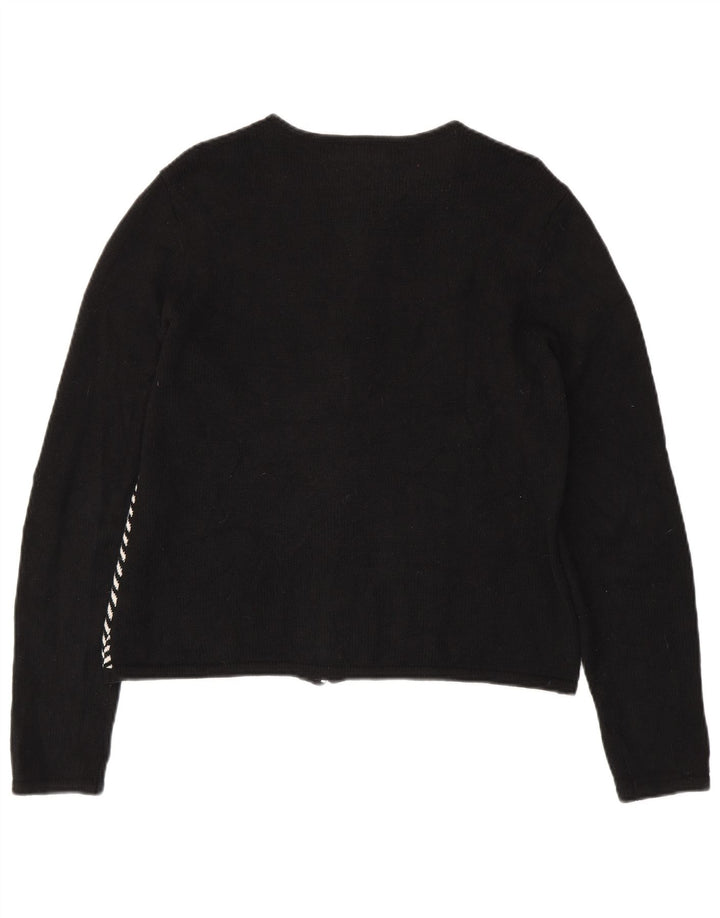 Maglione cardigan da donna CHAPS UK 14 grande cotone nero a spina di pesce