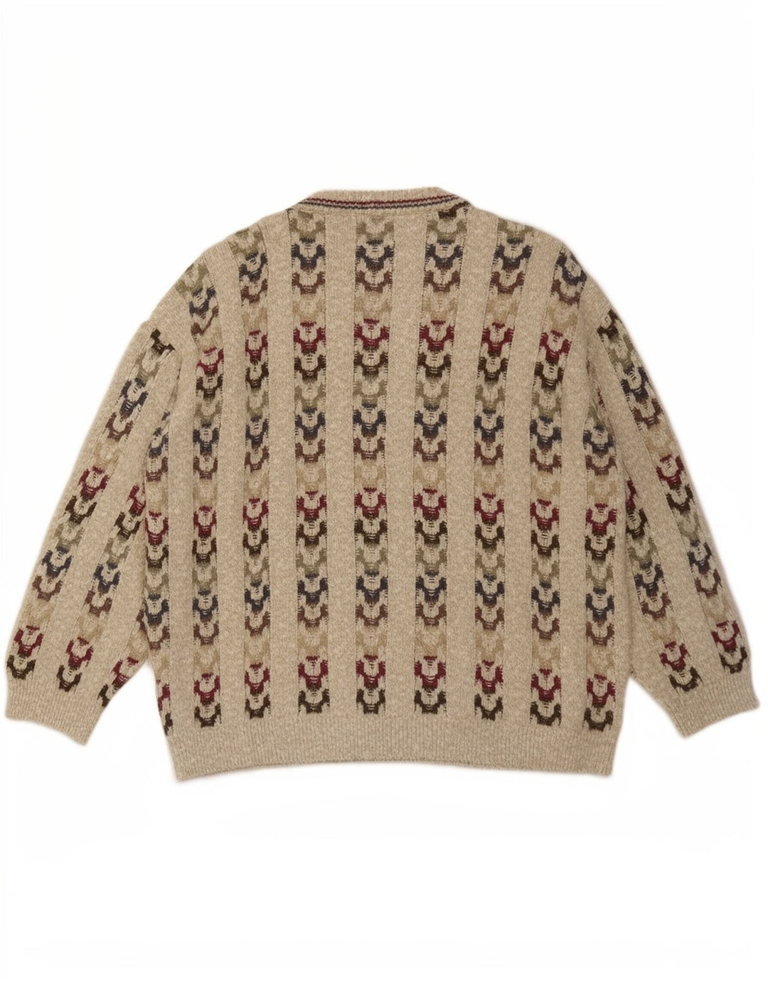 Maglione girocollo da uomo Paco Calvari IT 50/52 Beige medio geometrico