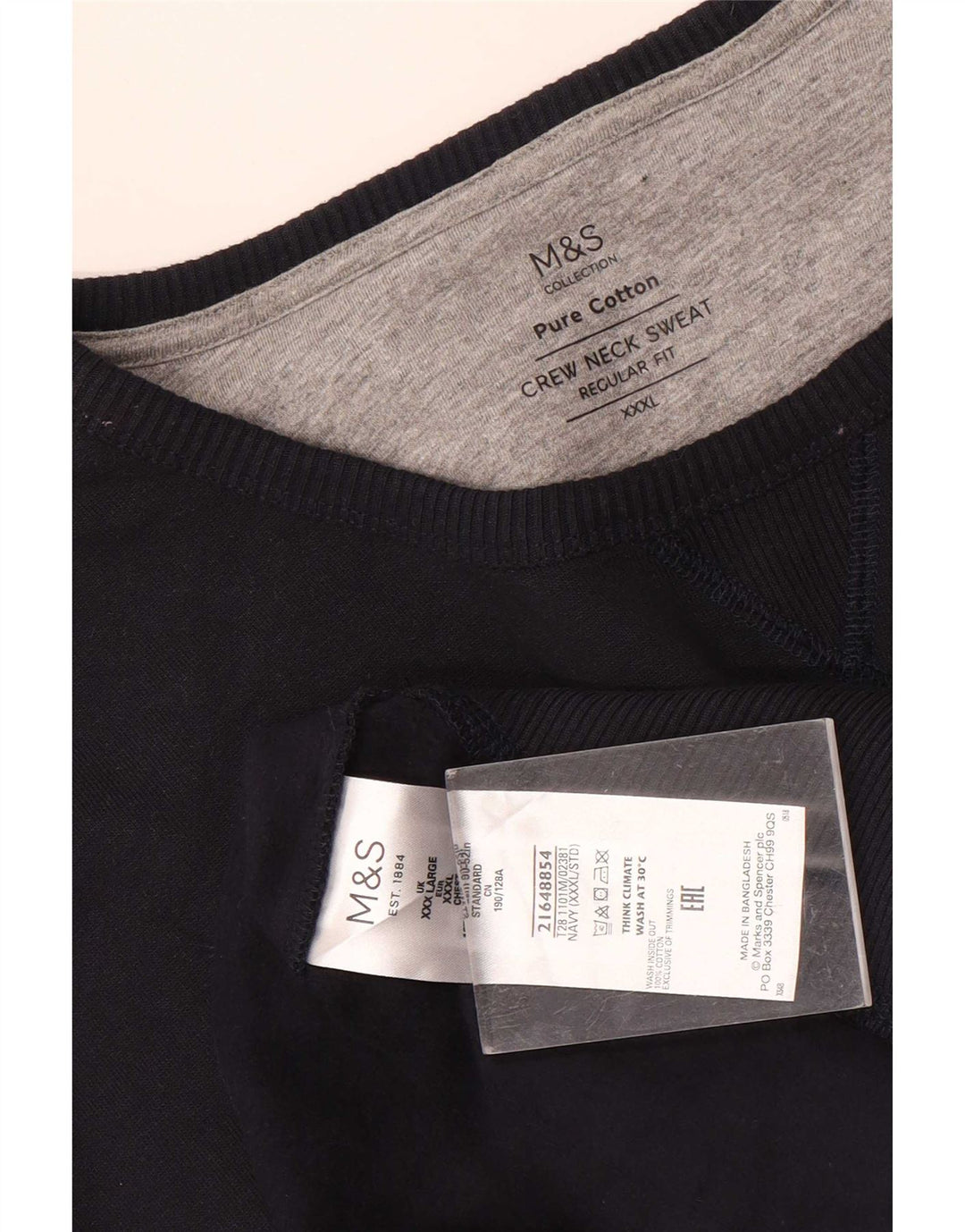 Felpa Marks & Spencer da uomo vestibilità regolare 3XL cotone blu navy