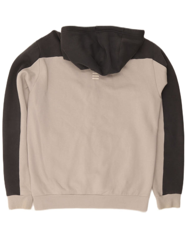 Maglione con cappuccio e zip da uomo Emporio Armani 2XL in cotone color block grigio