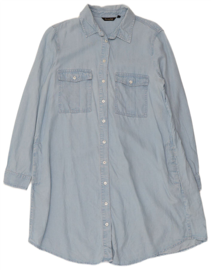 Abito camicia a maniche lunghe da donna Massimo Dutti EU 40 Lyocell blu medio