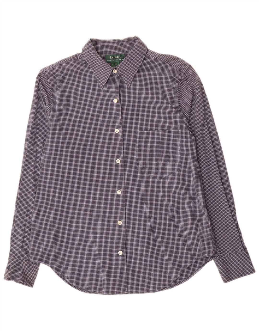 Camicia da donna Ralph Lauren US 12 grande cotone a quadri blu navy