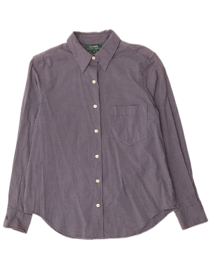 Camicia da donna Ralph Lauren US 12 grande cotone a quadri blu navy