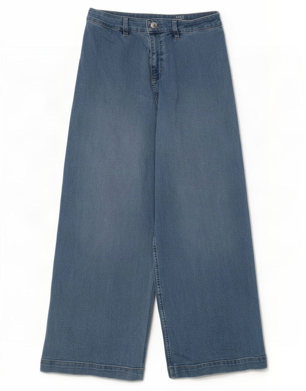 Jeans a gamba larga da donna Marks & Spencer UK 12 medio W28 L28 cotone blu