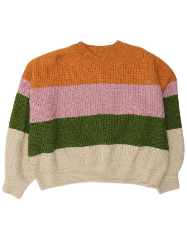 Maglione maglione con scollo a barca corto da donna Barbour UK 18 XL a righe multicolore