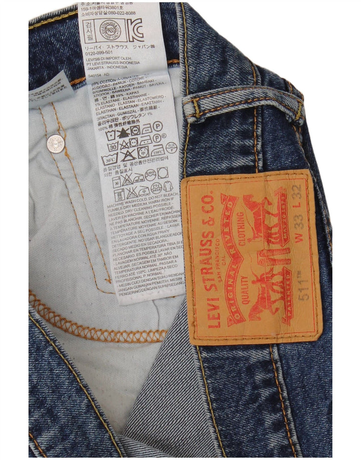 Levi's Uomo 511 Slim Jeans W33 L32 Cotone Blu