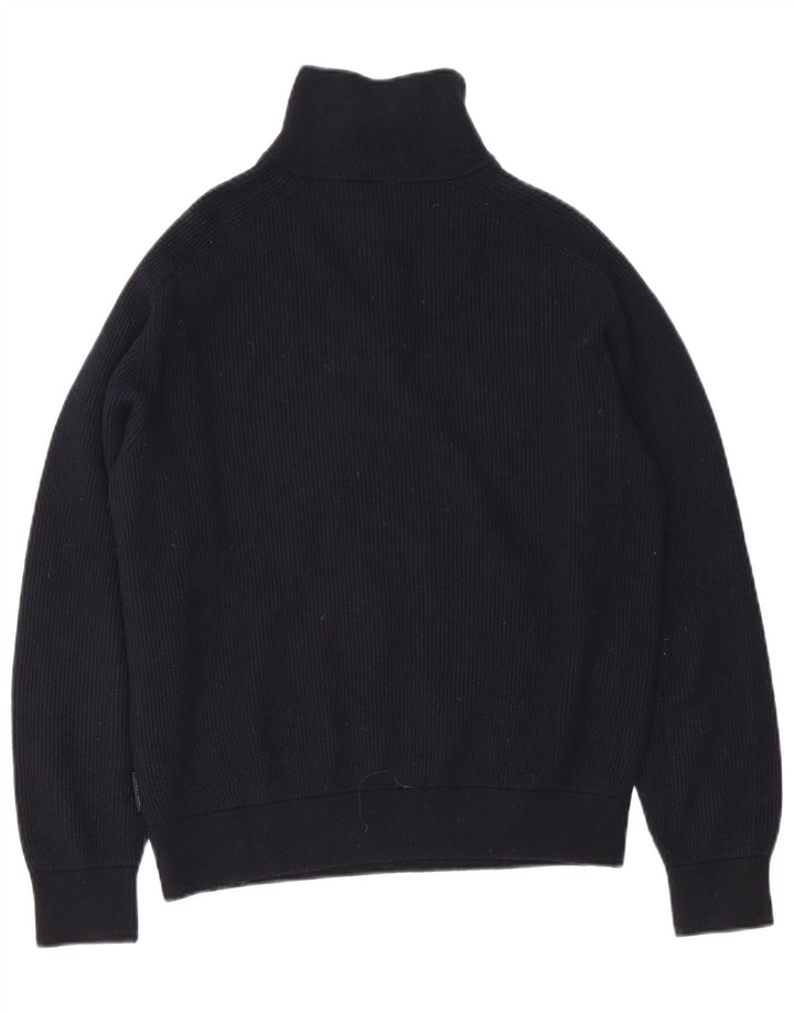 Armani Exchange Maglione da uomo con zip e collo grande in cotone nero