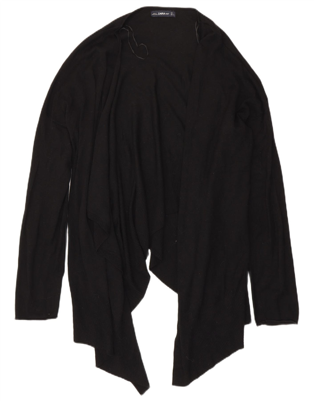 Maglione cardigan aperto asimmetrico da donna Zara UK 16 grande nero