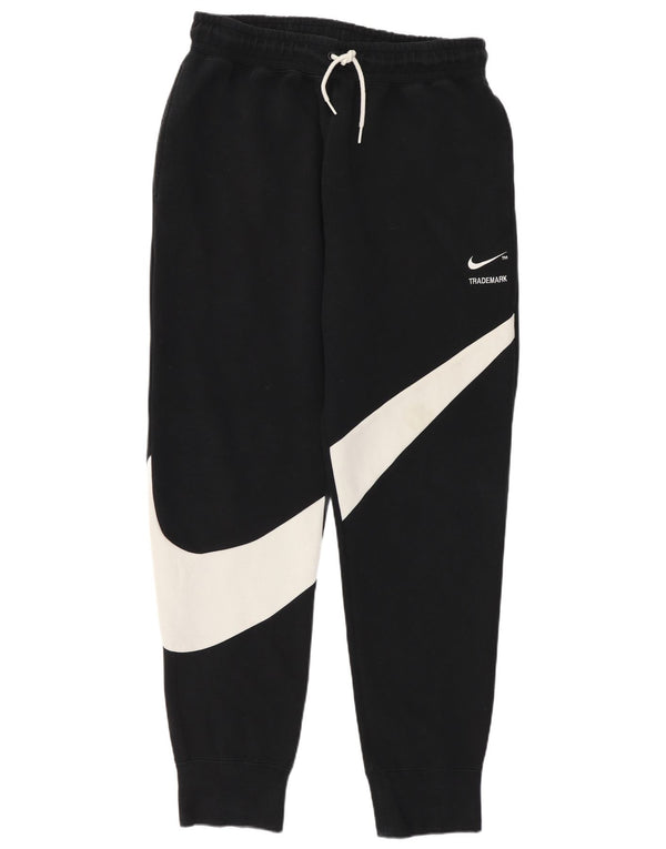 Pantaloni da tuta con grafica Nike da donna, pantaloni da jogging UK 14, cotone medio nero