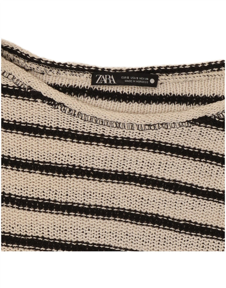 Top corto oversize da donna Zara UK 10 piccolo a righe bianche