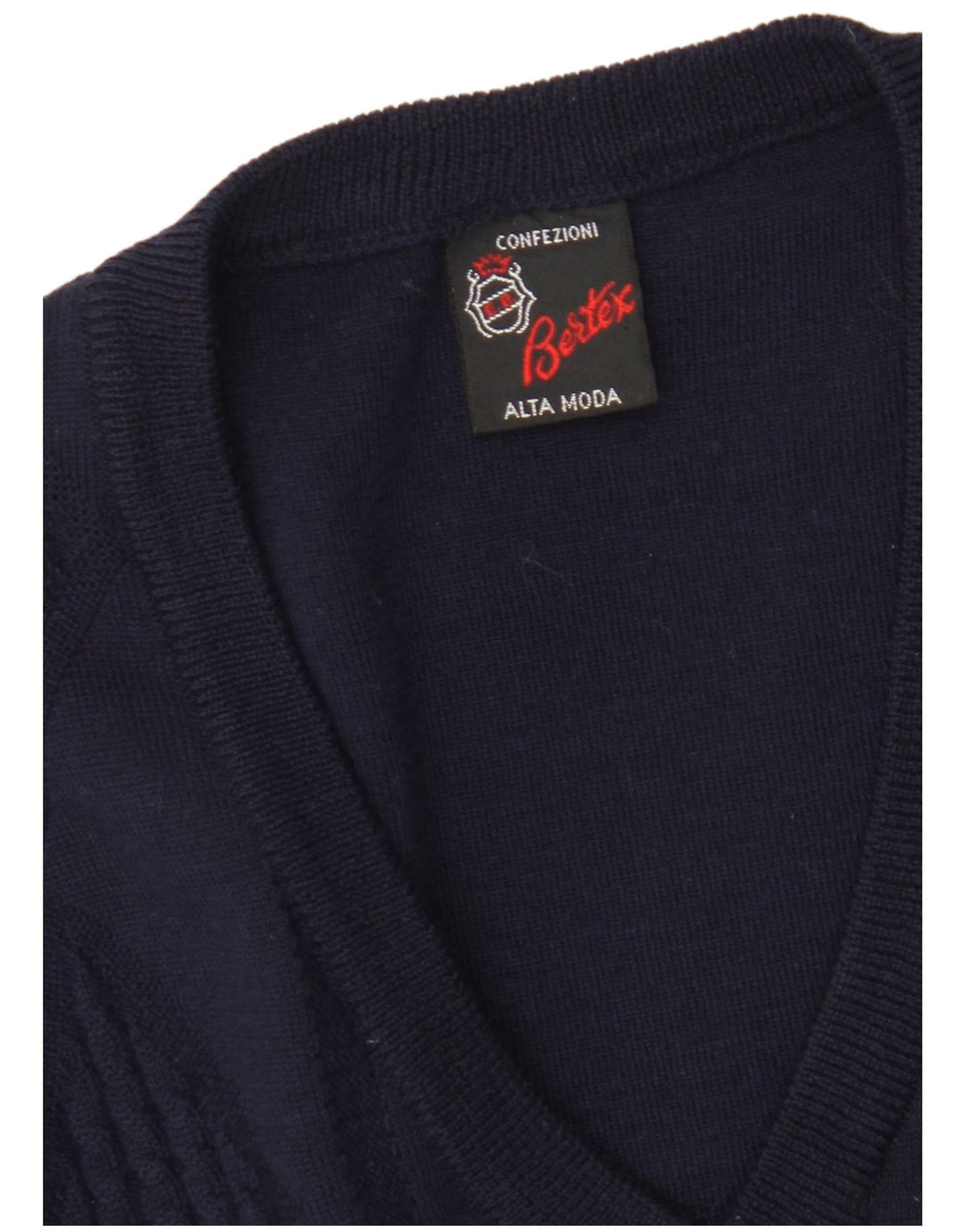 Canottiera vintage da uomo canotta media blu navy a rombi/diamante in lana vergine