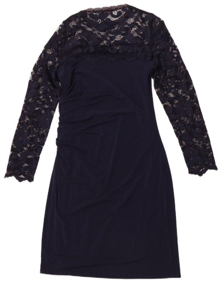 PHASE EIGHT Abito lungo da donna a maniche lunghe UK 12 Medio blu navy floreale