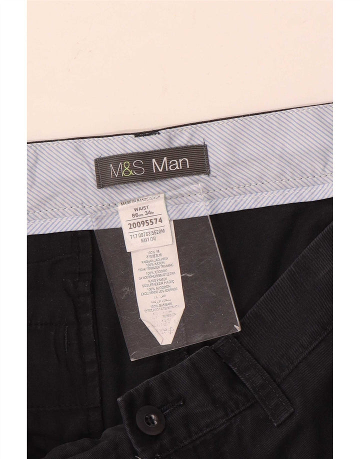 Pantaloncini chino da uomo Marks & Spencer W34 grandi in cotone blu navy