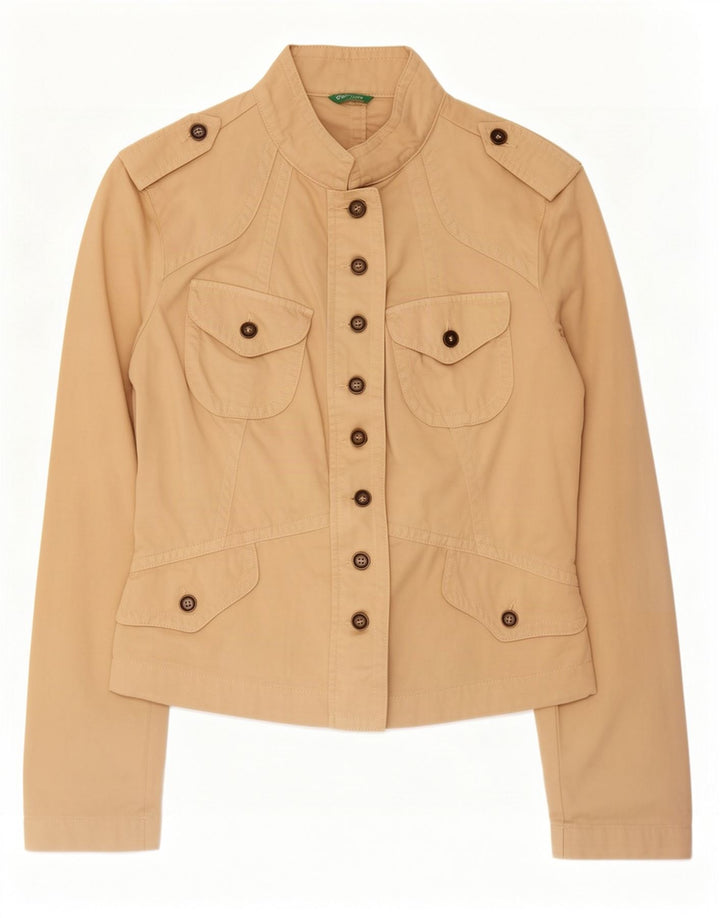 Giacca Militare Donna Benetton IT 44 Cotone Beige Medio