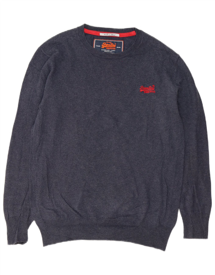 Maglione maglione girocollo da uomo Superdry piccolo in cotone blu navy