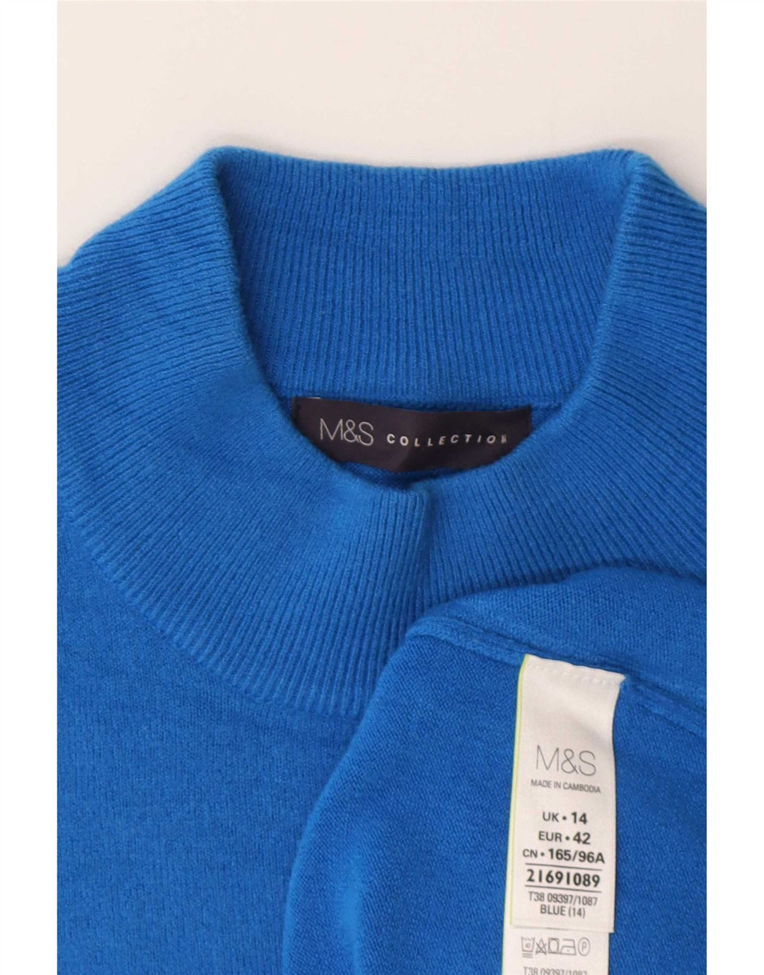 Maglione maglione a collo alto da donna Marks & Spencer UK 14 Blu medio