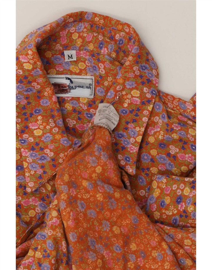 Camicia vintage da donna UK 14 Viscosa floreale multicolore media